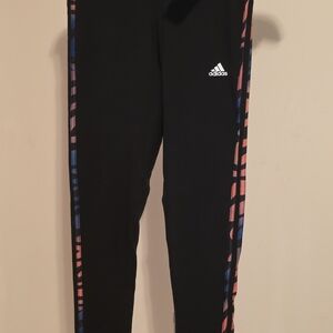 adidas Black Joggers with Pink & Blue Side Pattern